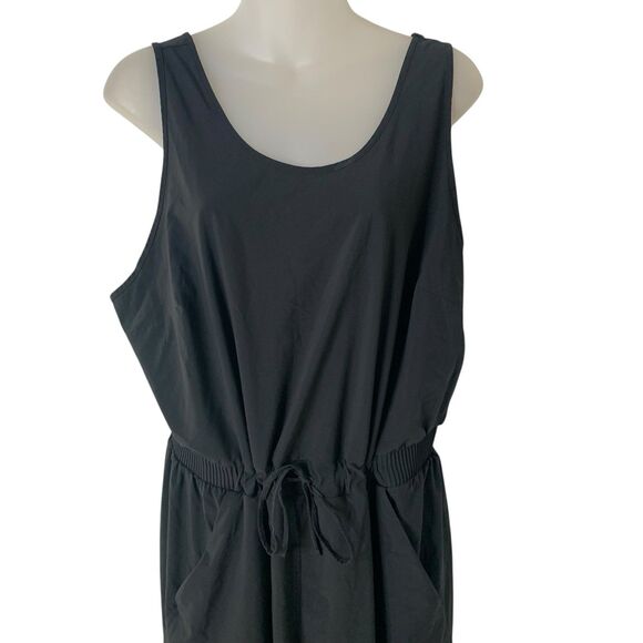 All In Motion Jumpsuit Women's XL Black Athletic Sleeveless Pockets Drawstring - Picture 2 of 10